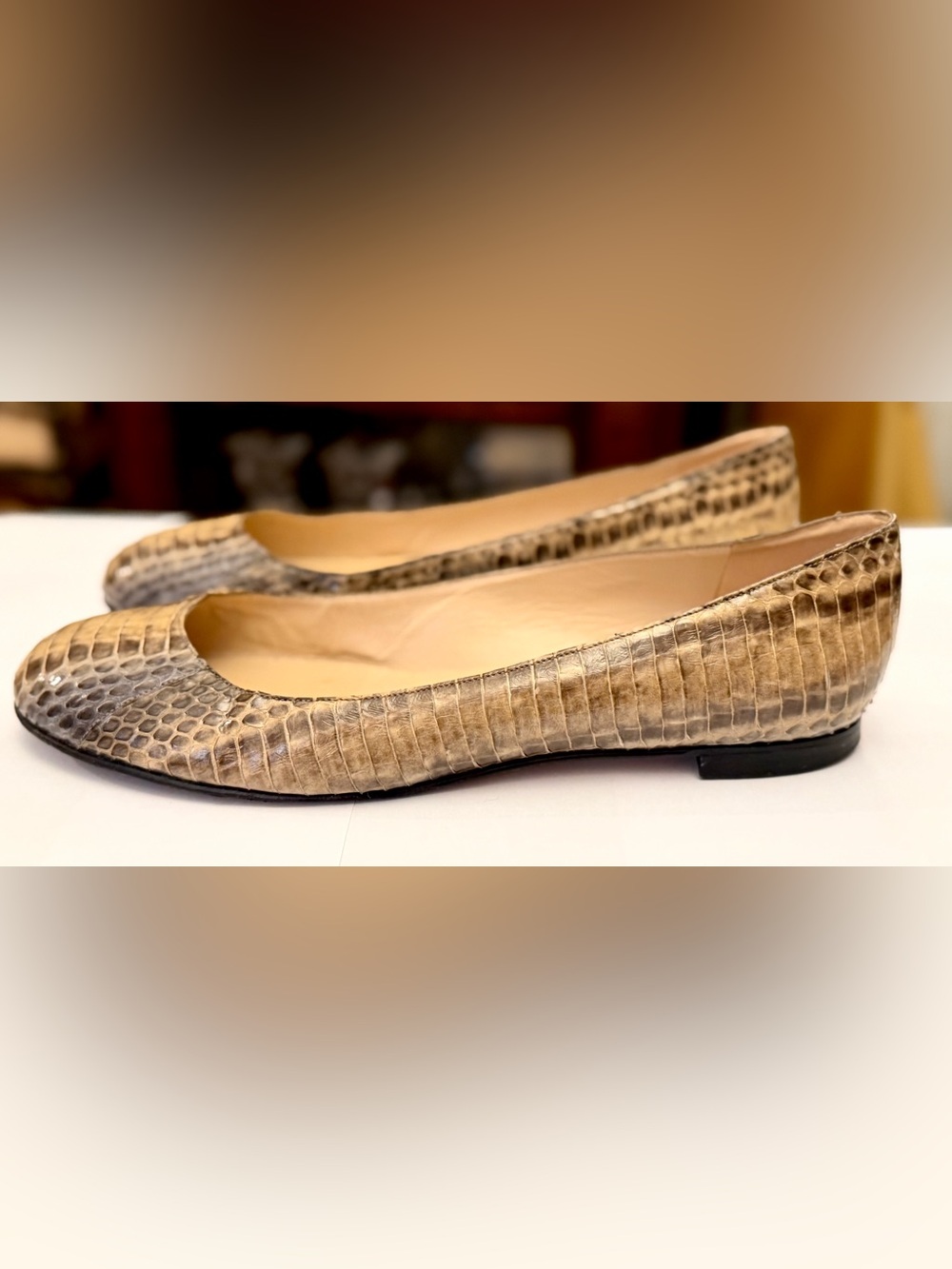Manolo Blahnik $495 Python Ballerina Flats, size 37.5 - Picture 5 of 7